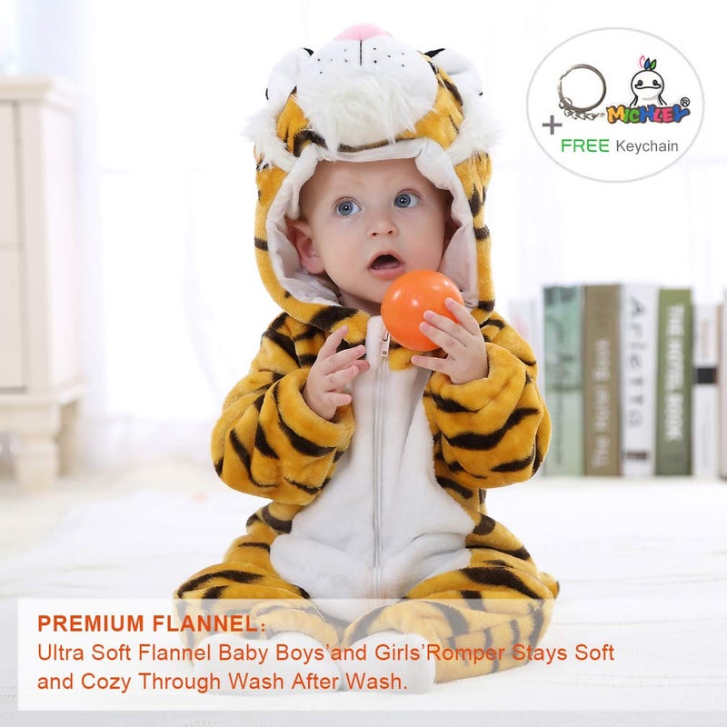 MICHLEY Unisex Baby Costume Winter and Autumn Flannel Romper for 18-24 Months, Animal Cosplay Jumpsuit White Size 100 - Image 3